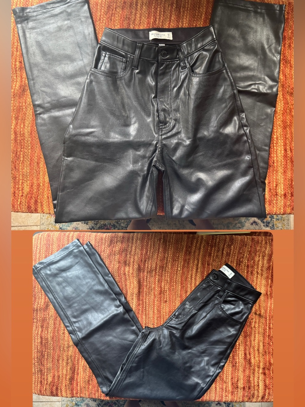Abercrombie & Fitch Leather 90s Straight-Leg Pants
